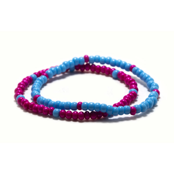 Pink And Blue Bead Bracelet Set