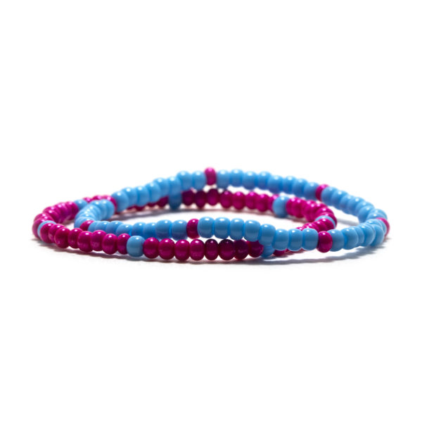 Pink And Blue Bead Bracelet Set