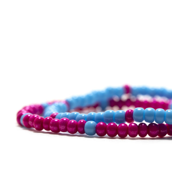 Pink And Blue Bead Bracelet Set