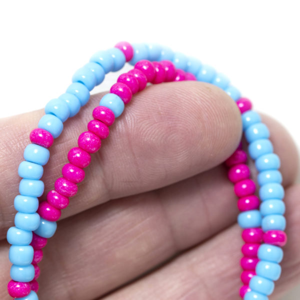 Pink And Blue Bead Bracelets