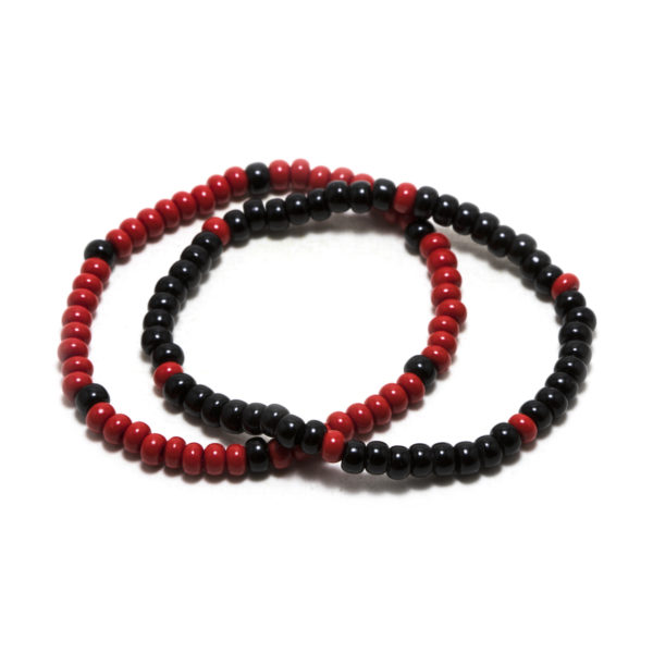 Black And Red Bead Bracelet Set