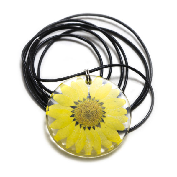 Yellow Daisy Flower Pendant Necklace