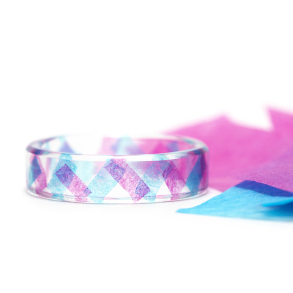 Blue & Pink Confetti Resin Ring