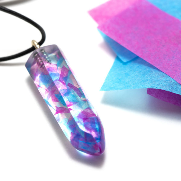 Blue & Pink Confetti Pendant Necklace