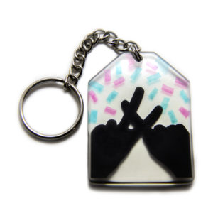 Blue & Pink Confetti Keychain